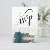 Elegante Hochzeit mit Aquamariner Rose RSVP Karte (Stehend Vorderseite)