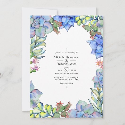 Elegante Hochzeit mit Aquarell und Blumen Einladung (Vorderseite)