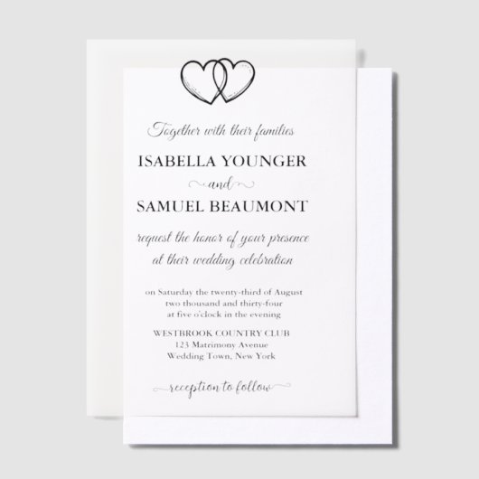 Elegante Hochzeit mit benutzerdefiniertem Text für Pergament Einladungen (Versetzt)