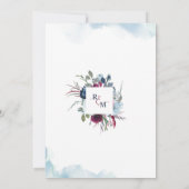 Elegante Hochzeit mit Berry und Blue Watercolor Einladung (Rückseite)