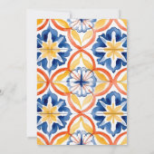 Elegante Hochzeit mit blauem Tile Einladung (Rückseite)