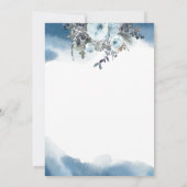 Elegante Hochzeit mit blauem Wasser und blauer Flo Einladung (Rückseite)