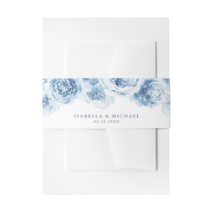 Elegante Hochzeit mit blauen Aquarellen Einladungsbanderole