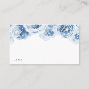 Elegante Hochzeit mit blauen Aquarellen Platzkarte