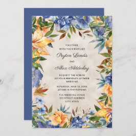 Elegante Hochzeit mit Blauen Orangen Einladung