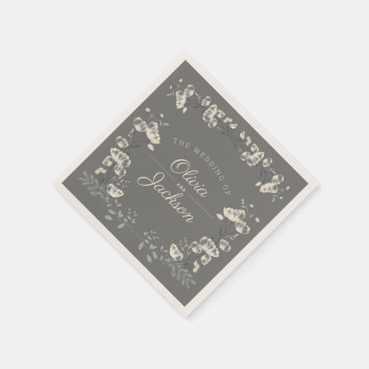 Elegante Hochzeit mit blauen und blauen Blumen Serviette (Ecke)