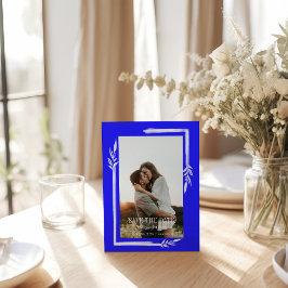 Elegante Hochzeit mit Blauen und Weißen Blumen Sav Postkarte