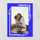 Elegante Hochzeit mit Blauen und Weißen Blumen Sav Postkarte (Vorderseite)