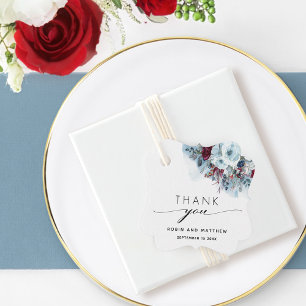 Elegante Hochzeit mit Blauer Burgund und Roter Flo Geschenkanhänger