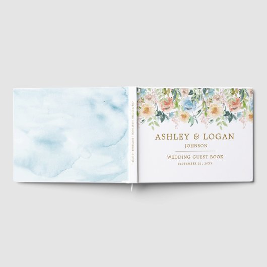 Elegante Hochzeit mit Blauer Pastel Gästebuch (Voll)