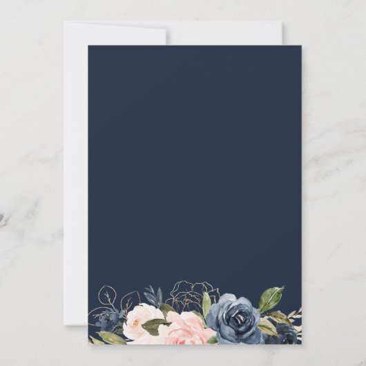 Elegante Hochzeit mit blühenden Blumen Einladung (Rückseite)