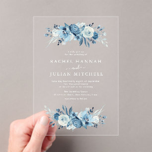Elegante Hochzeit mit Blumen Acryleinladungen