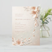 Elegante Hochzeit mit Blumen Einladung (Stehend Vorderseite)