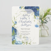 Elegante Hochzeit mit Blumen Einladung (Stehend Vorderseite)