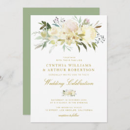 Elegante Hochzeit mit Blumen Einladung