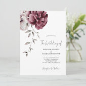 Elegante Hochzeit mit Blumen Einladung (Stehend Vorderseite)