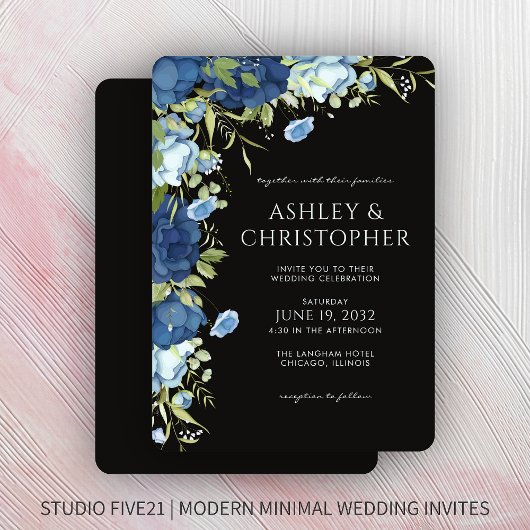 Elegante Hochzeit mit Blumen Einladung