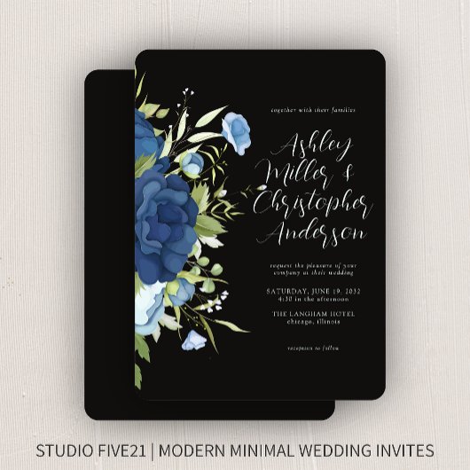 Elegante Hochzeit mit Blumen Einladung