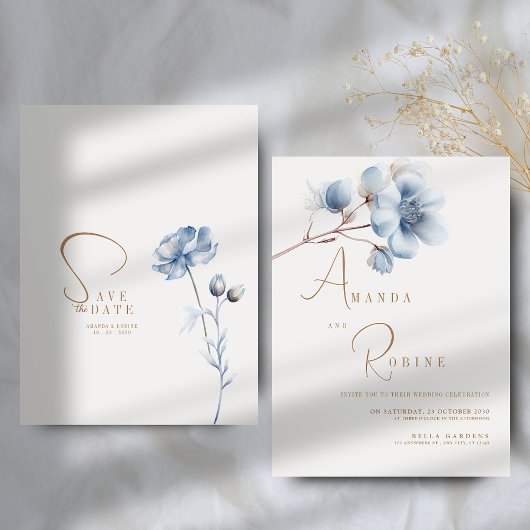 Elegante Hochzeit mit Blumen Einladung