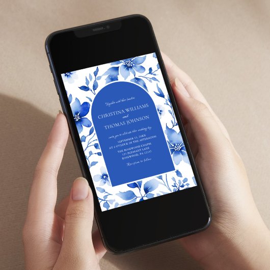 Elegante Hochzeit mit Blumen Einladung