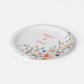 Elegante Hochzeit mit Blumen Pappteller (Schrägansicht)