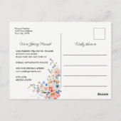 Elegante Hochzeit mit Blumen Postkarte (Rückseite)