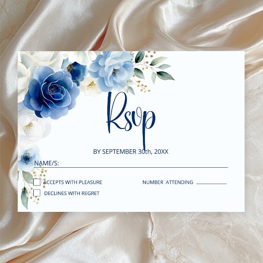 Elegante Hochzeit mit Blumen RSVP Karte