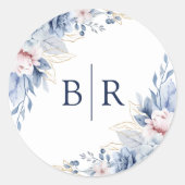 Elegante Hochzeit mit Blumen Runder Aufkleber (Vorderseite)