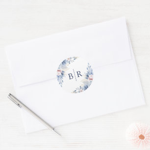 Elegante Hochzeit mit Blumen Runder Aufkleber