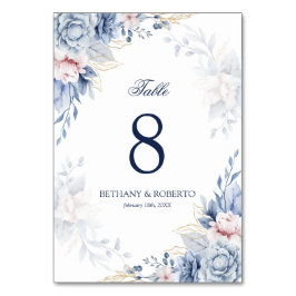 Elegante Hochzeit mit Blumen Tischnummer