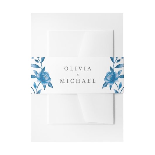 Elegante Hochzeit mit Blumen und Weiß Einladungsbanderole (Vorderseite Beispiel)