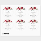 Elegante Hochzeit mit Blush und Rote Rose Runder Aufkleber (Blatt)
