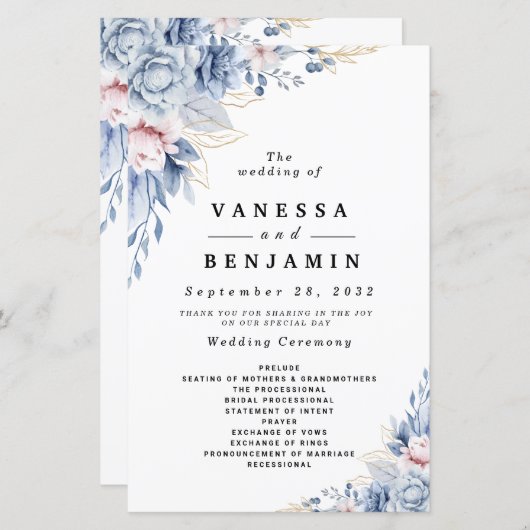 Elegante Hochzeit mit Blütenblumen und Blütenblätt (Vorne/Hinten)