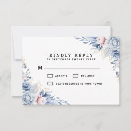 Elegante Hochzeit mit Blütenblumen und Blütenblätt RSVP Karte