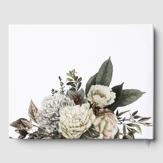 Elegante Hochzeit mit Blütengold Gästebuch (Rückseite)