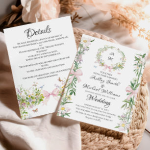 Elegante Hochzeit mit Bohemischem Watercolor Einladung