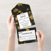 Elegante Hochzeit mit Botanischer Sonnenblume All In One Einladung (Abreißen)