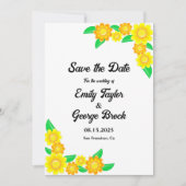 Elegante Hochzeit mit Botanischer Sonnenblume Save The Date (Vorderseite)