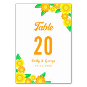 Elegante Hochzeit mit Botanischer Sonnenblume Tischnummer (Vorderseite)