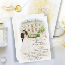 Elegante Hochzeit mit Braut und Bräutigam Einladung