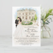 Elegante Hochzeit mit Braut und Bräutigam Einladung (Stehend Vorderseite)