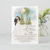 Elegante Hochzeit mit Braut und Gazebo Einladung (Stehend Vorderseite)