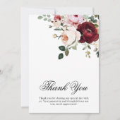 Elegante Hochzeit mit Burgund und Blush Dankeskarte (Vorderseite)