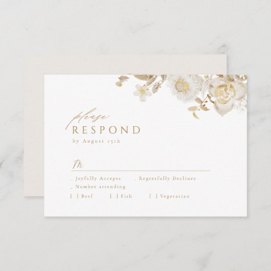 Elegante Hochzeit mit dem Botanischen Garten Gold RSVP Karte (Vorne/Hinten)