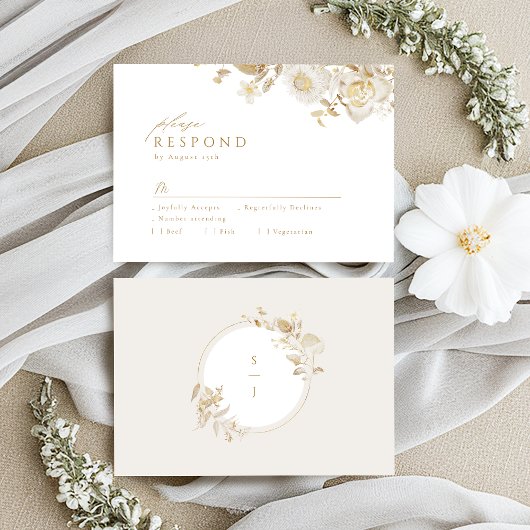 Elegante Hochzeit mit dem Botanischen Garten Gold RSVP Karte