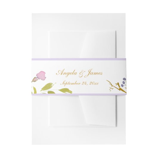 Elegante Hochzeit mit dem Lavender Gold Einladungsbanderole (Vorderseite Beispiel)