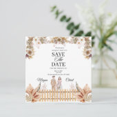 Elegante Hochzeit mit dunklen Blumen Save The Date (Stehend Vorderseite)