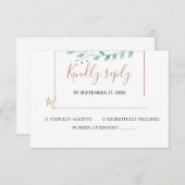 Elegante Hochzeit mit Eukalyptus-Grün RSVP Karte (Vorne/Hinten)