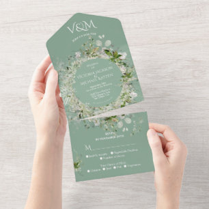 Elegante Hochzeit mit feinem Ambiente All In One Einladung