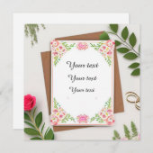 Elegante Hochzeit mit Flora Einladung (Vorne/Hinten)